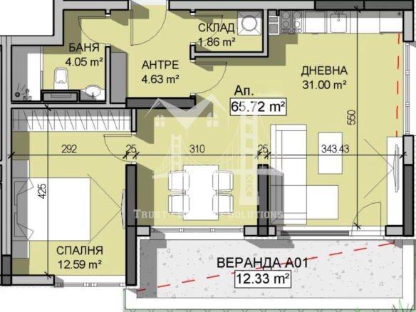 Манастирски ливади - Изток, двустаен апартамент в затворен комплекс - 0