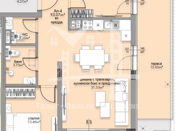 Мзлинова долина, тристаен апартамент в новострояща се сграда - 0