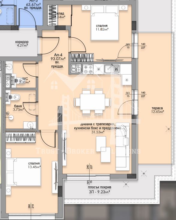 Мзлинова долина, тристаен апартамент в новострояща се сграда - 0