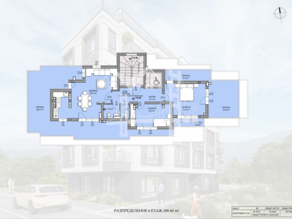 Дървеница, тристаен апартамент с 4-ри тераси - 0