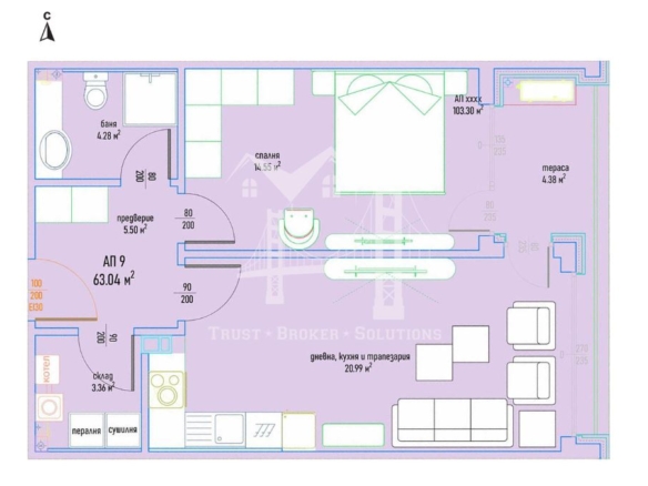 Малинова долина, двустаен апартамент в затворен комплекс от висок клас. - 0