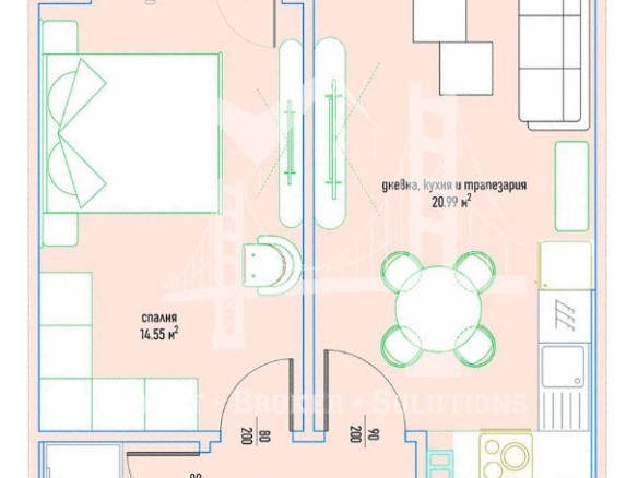 Малинова долина, бул. Климент Охридски, двустаен апартамент с акт 16 - 0