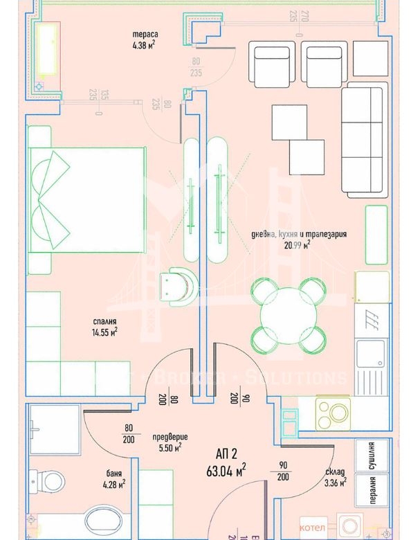 Малинова долина, бул. Климент Охридски, двустаен апартамент с акт 16 - 0