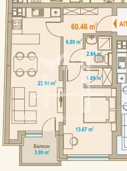 Зона Б-5, двустаен апартамент в близост до метро - 0