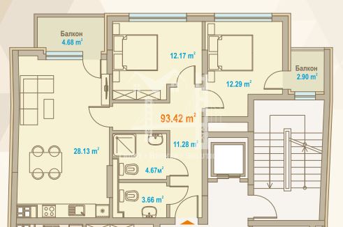 Зона Б-5, тристаен апартамент в новострояща се сграда и до метро - 0