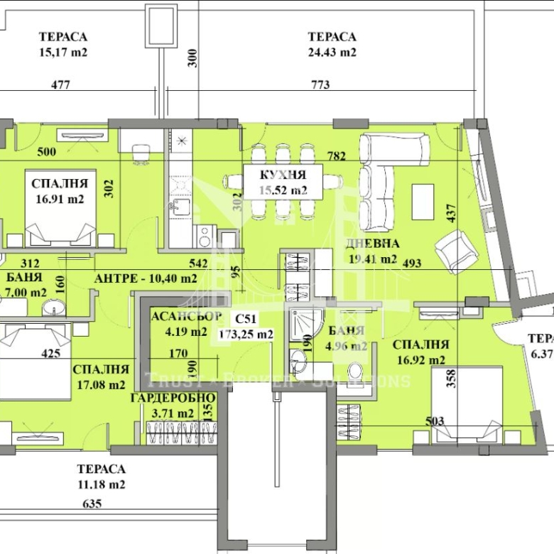 4-стаен, Манастирски ливади, 194,18кв.м,+ тераси 78,67кв.м 520 000 €