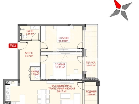 3-СТАЕН, кв. Манастирски ливади, 124.36 m2, 299 500 € - 0