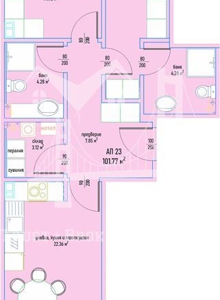 3-Стаен, ж.к. Малинова Долина, 101,77кв.м., 306 456 € - 0