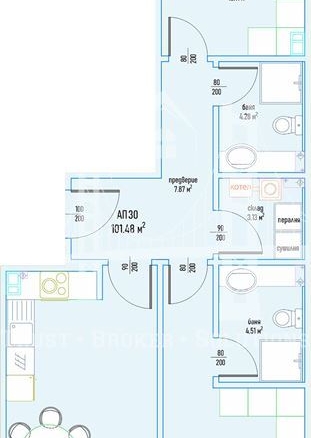 3-Стаен, кв. Малинова долина, 101,48кв.м, 301 008 € - 0
