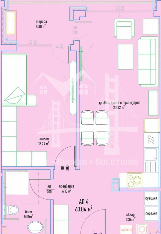 2-Стаен, кв. Малинова долина 76,03 кв.м, 174 869 €
