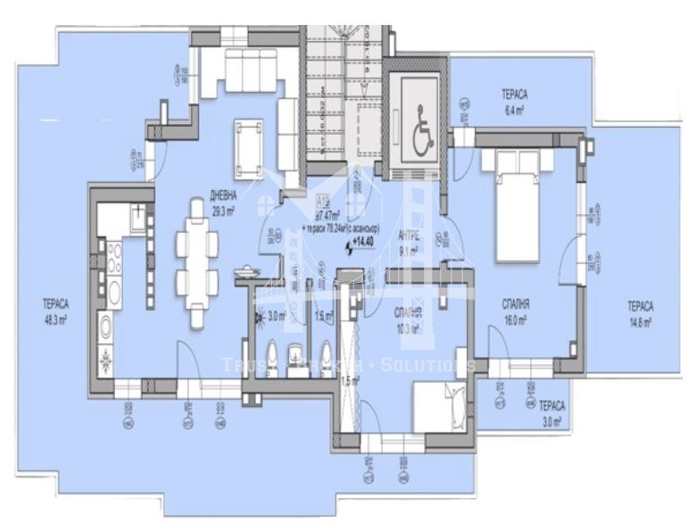 3-СТАЕН, кв. Дървеница, 264,000 €, ПАНОРАМЕН