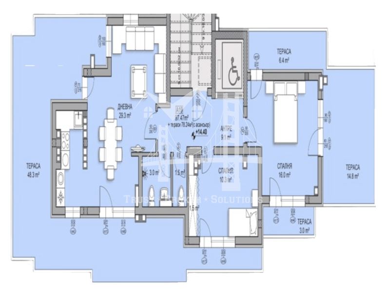 3-СТАЕН, кв. Дървеница, 264,000 €, ПАНОРАМЕН-0 3-СТАЕН, кв. Дървеница, 264,000 €, ПАНОРАМЕН - 0