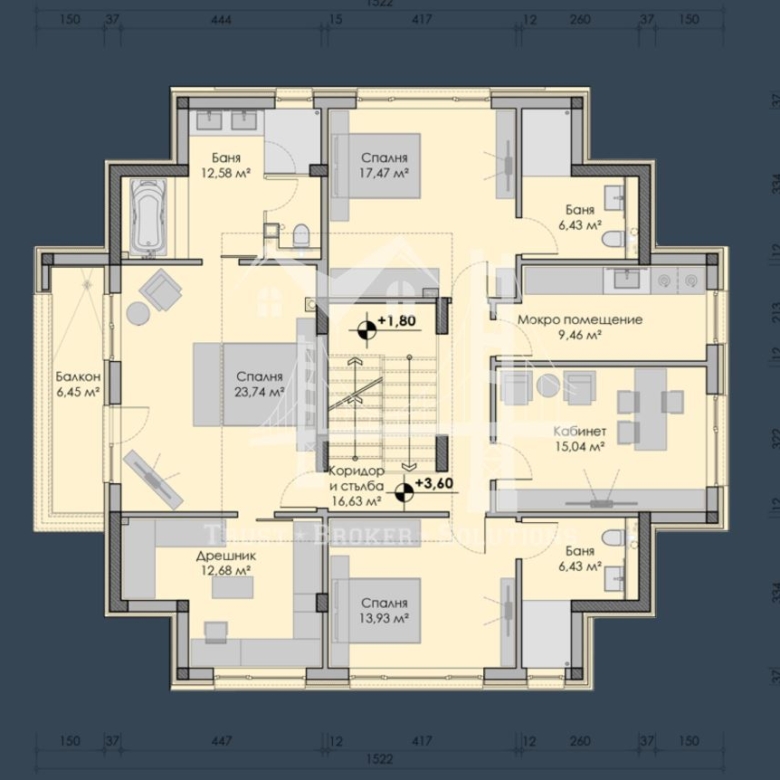 3-етажна къща, кв.Банкя, 890 400€ - 0